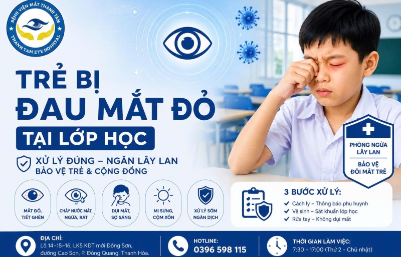 TRẺ BỊ ĐAU MẮT ĐỎ TẠI LỚP HỌC: CÁCH XỬ LÝ ĐÚNG CHO GIÁO VIÊN VÀ PHỤ HUYNH